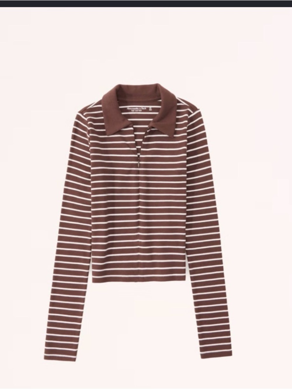 NWT Abercrombie & Fitch Brown and White Striped Zip Polo Size Medium